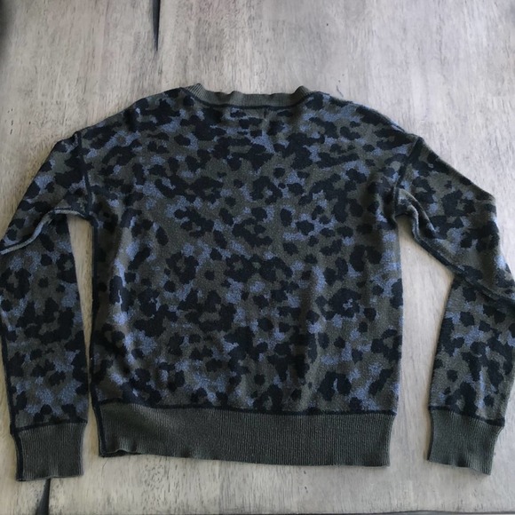 Anthropologie Ethan Camo Green Knit Crewneck Sweater - S - Picture 6 of 8